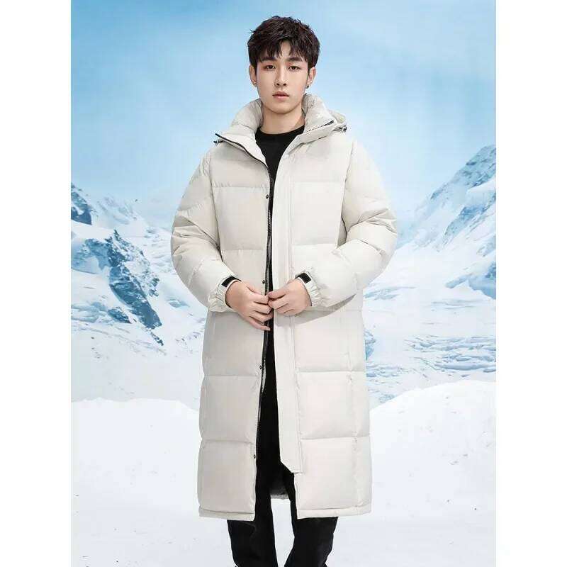 New Men Duck Down Hooded Thicker Warm Casual Puffer Jackets High Quality Man Long Winter Coats Clothing 4X