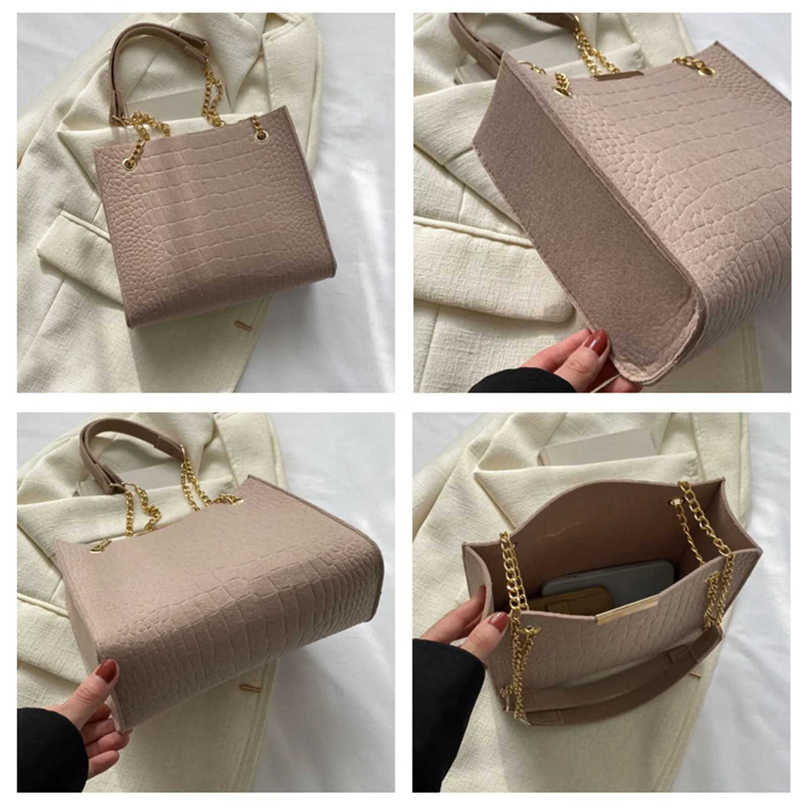 Chic Chain Handbag Versatile Crossbody Tote Trendy Chain Shoulder Bag Fashionable Tote Bag Chain Crossbody Casual Shoulder Bag Z250915