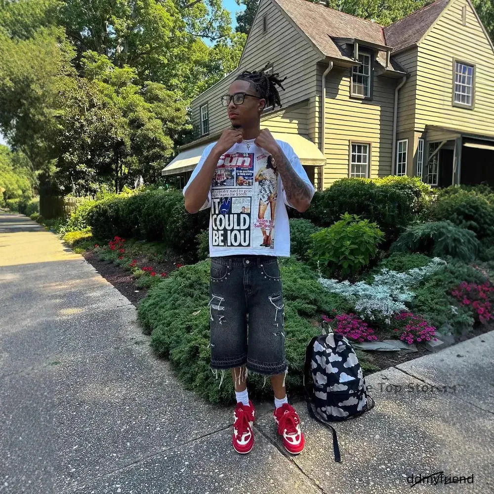 Y2k American Street Hip-Hop Style Cartoon Print Loose T-Shirt For Men Women Versatile And Unique 250806 ddmyfriend