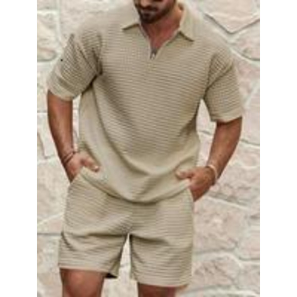 Solid Color Short Sleeve Tee & Loose Casual Fashion Cozy Breathable Two-piece Outfits Summer, Clothes for Daily Wear, Clothing, Shortsleeve Menswear, 
