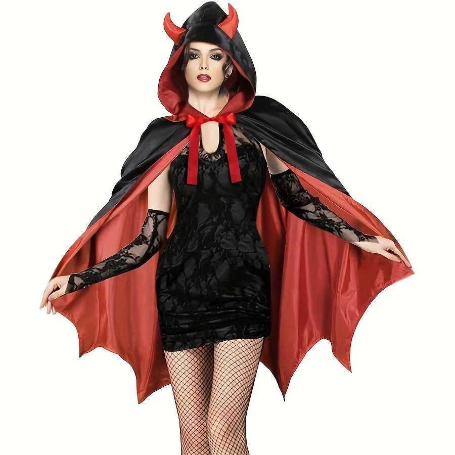 Halloween Capes Boy Girl Adults Makeup Costumes Props Red and Black Faces with Hats Death God Pirate Capes Stage Play Cloak L250918