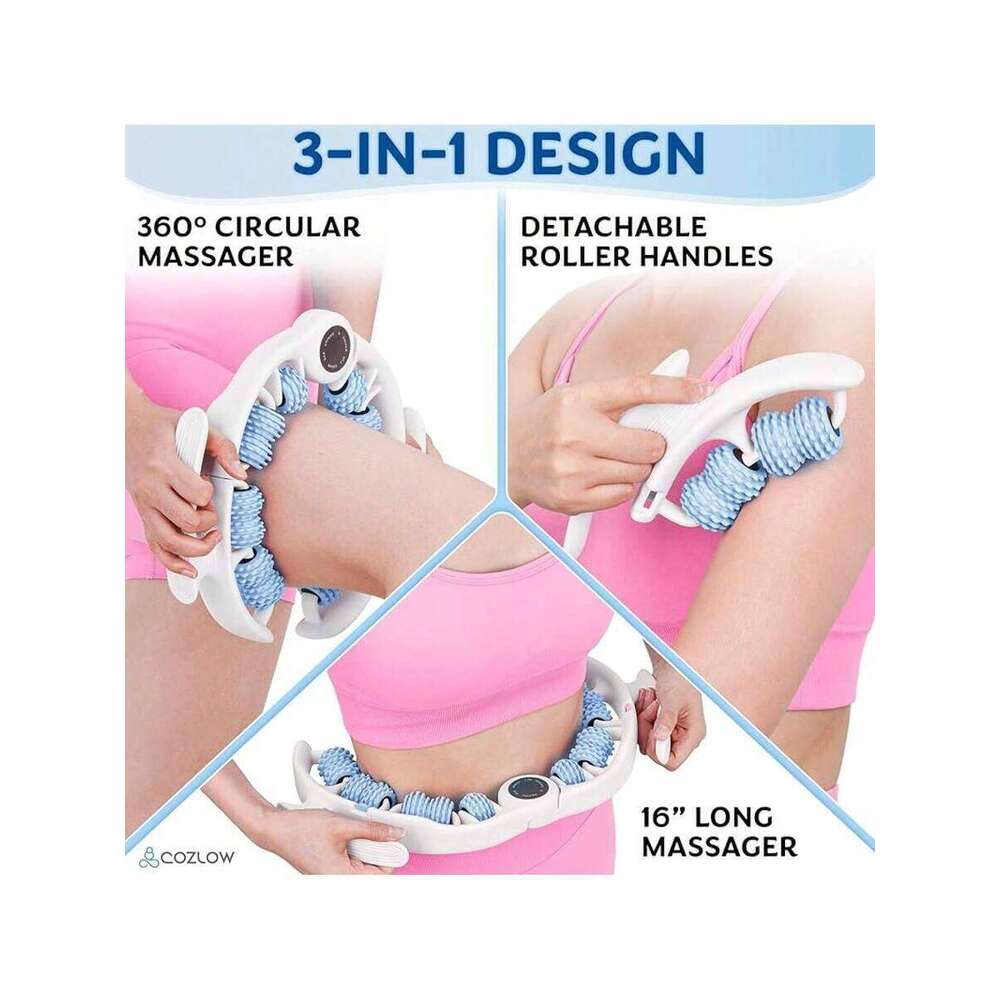 Cellulite Pink Anti-Cellulite Massager With Detachable Roller Handles Thighs, Legs Buttocks - Fascia Massage Tool For Lymphatic Drainage & Deep Tissue
