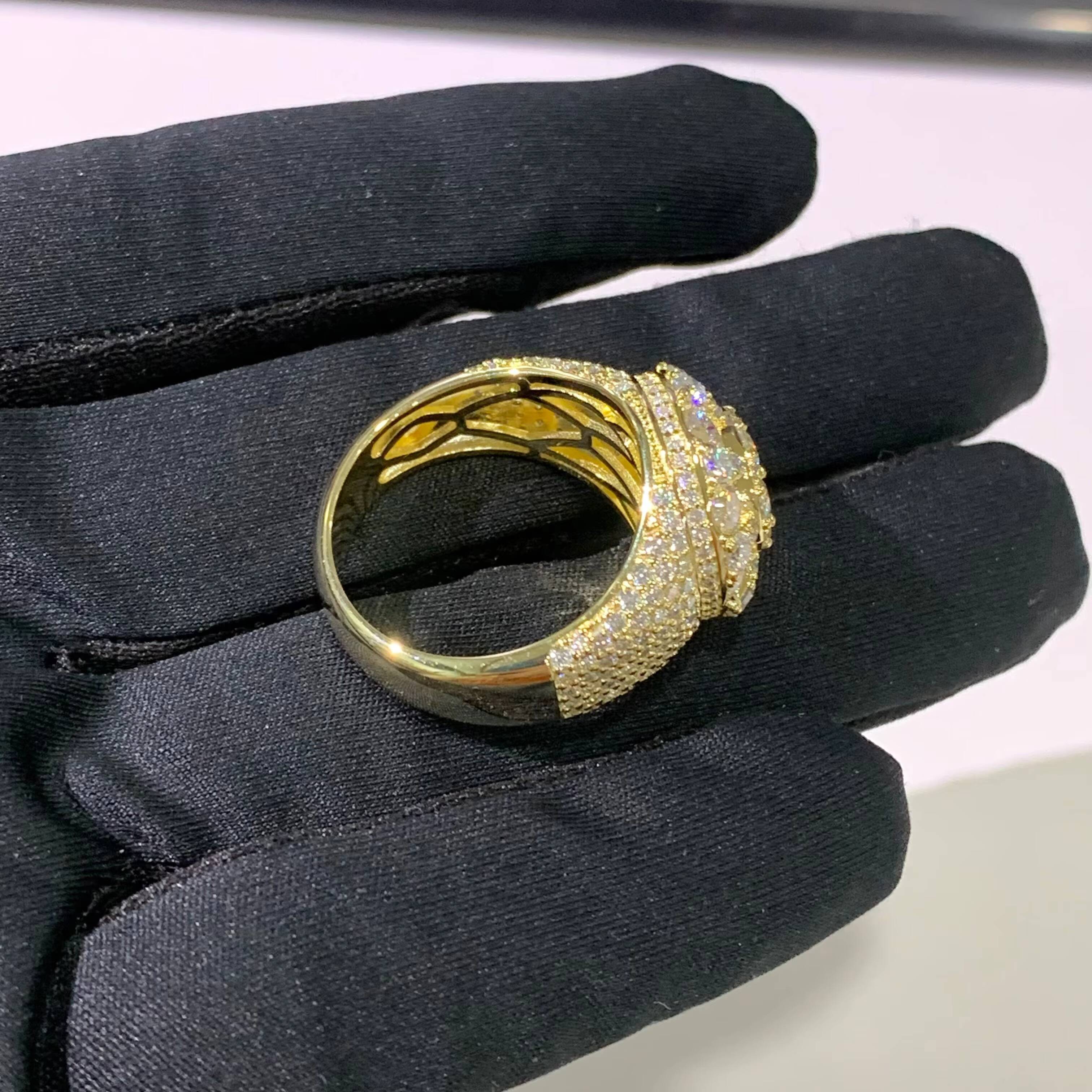 Hiphop Jewelry 14k 18k Gold Plated 925 Sterling Silver Mens Iced Out Diamond Moissnaite Ring HIPHOP Champion Ring