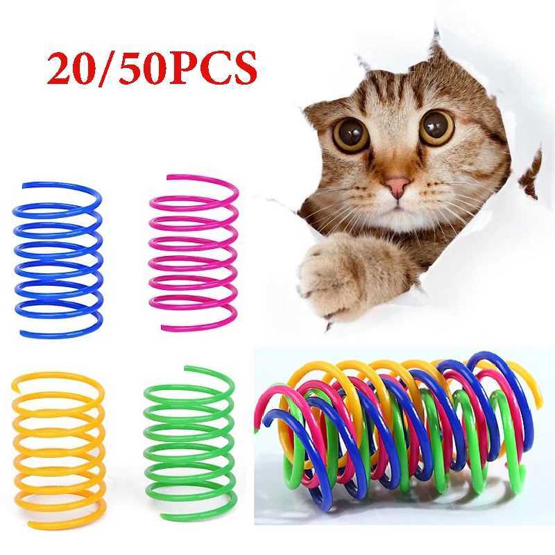 482050Pcs Cat Springs Toys Kitten Coil Spiral Spring Colorful Springs Pet Interactive Gauge Spring Toy Cat Pet Toy Products X250918