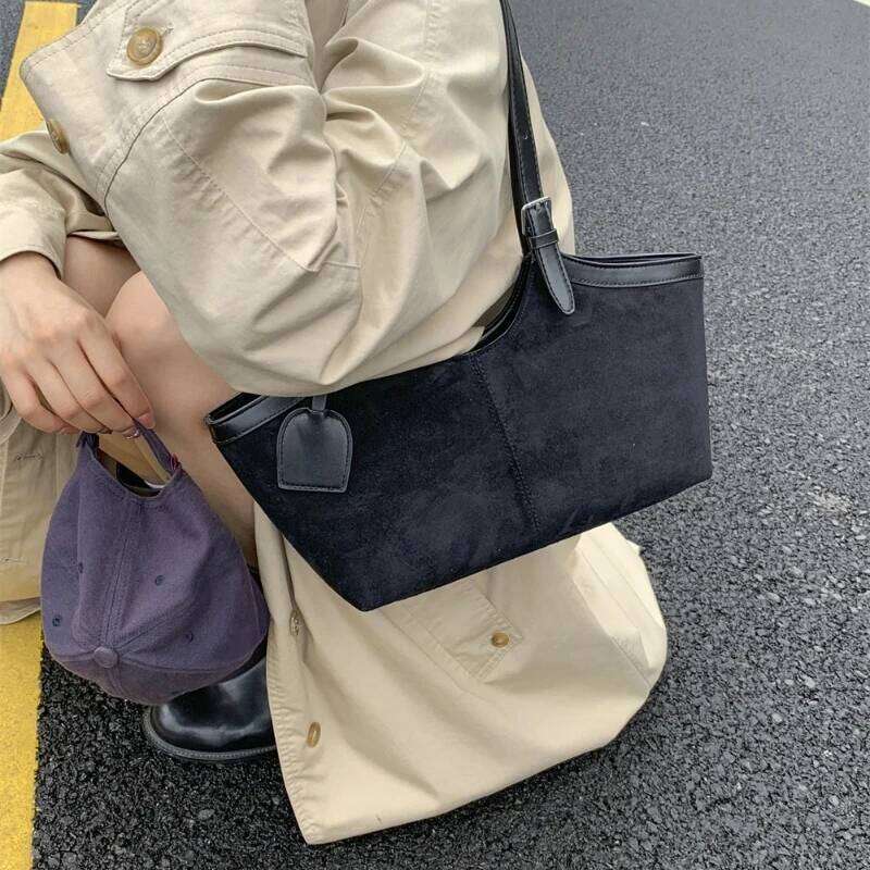 Designer Bag Luxury Bag 2025 Autumn Retro Suede Shoulder Bags For Women Faux Patchwork PU Underarm Armpit Bag Work Travel Casual Street Designer Handb