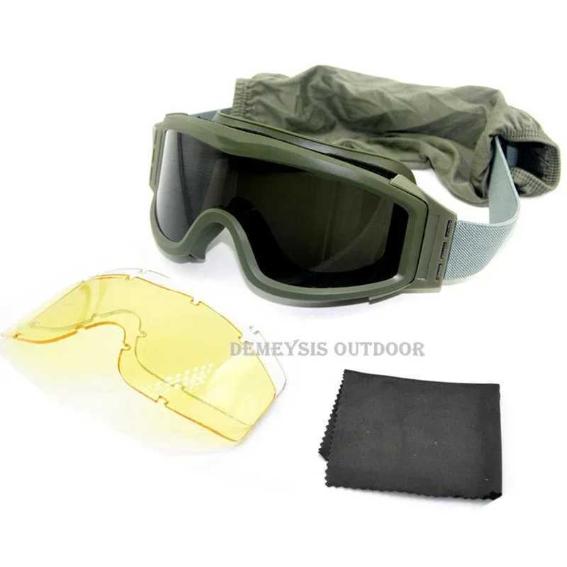 Tactical Goggs with 3 ns Combat Glasses Airsoft Paintball Eye Protection for Cs Wargame Motorcyc Hiking Y250919