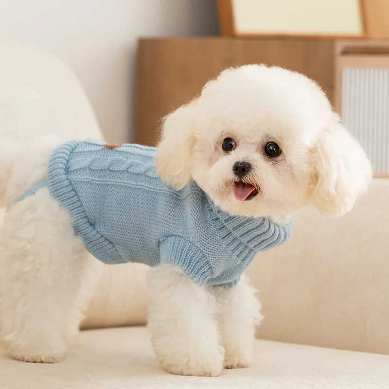 Autumn Winter High Neck Knitted Sweater for Little Dogs Twisted Flower Knitted Sweater Winter Warm Base Sweaters Cat Pet Clothes S25911