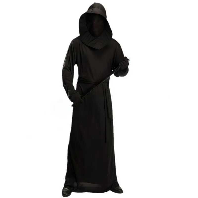 Adult Mens Black Demon Halloween Costume Ghost Festival Sickle Cosplay Costume Reaper Stage Performance Costume L250918