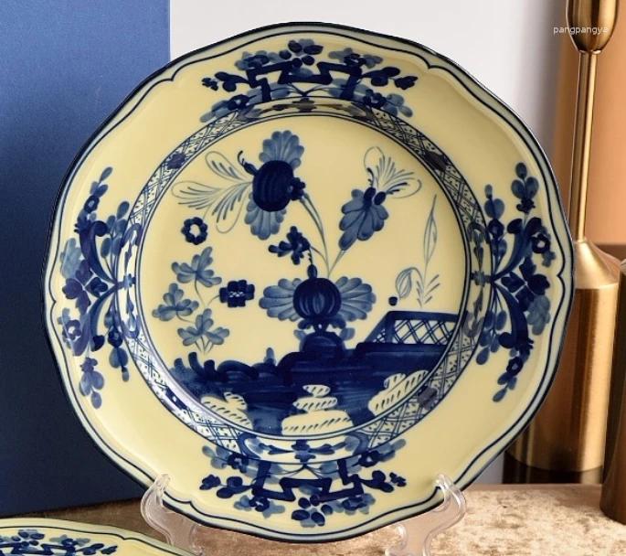 Plates 1pc 8 Inch 20cm Salad Plate Dessert Snack High Aesthetic Household Tableware Dessert Plate Salad BreakfastPlate Ceramic Flat