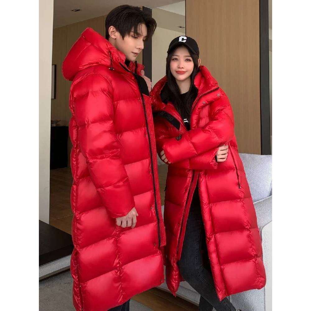 Top Grade Men's Women Thick (Winter) Warm X-long Jackets 2023 New Arrivals Winter 90% White Goose Down Couple Hooded Coat