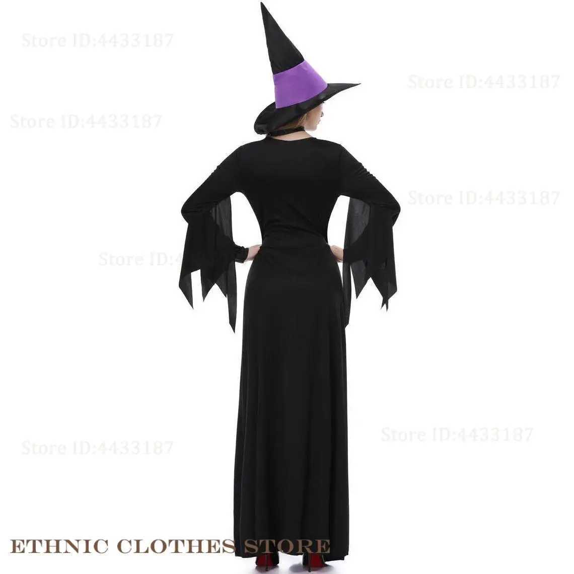 Adult Women Halloween Witch Cosplay Costume Purple Patchwork Vampire Witch Dress Carnival Party Makeup Ball Performance Uniform L250918