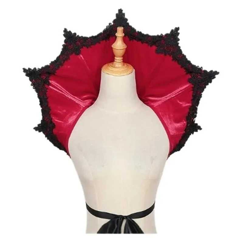 Gothic Vampire Cosplay Medieval Black Red Victorian Collar Cape for Women Role Play Halloween Carnival Costume Cloak Accessories L250918