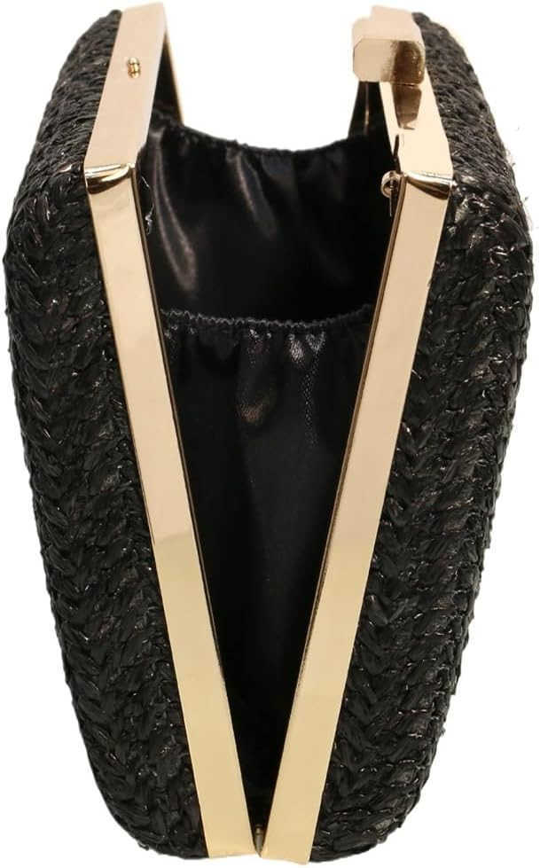 Women Box Shape Straw Clutch Purse Raffia Woven Handbag Summer Beach Crossbody Bag for Wedding PartyZ250919