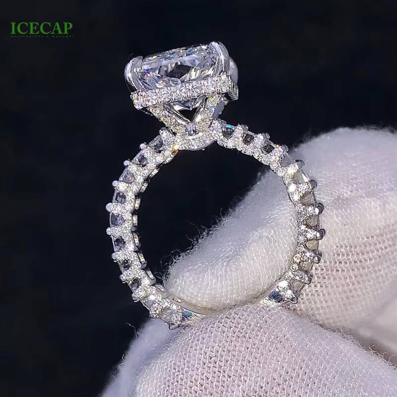 Custom Fashionable Jewelry Rings High Quality Full Iced Out Moissanite Ring 10k 14k 18k 925 Silver Engagement Rings for Women