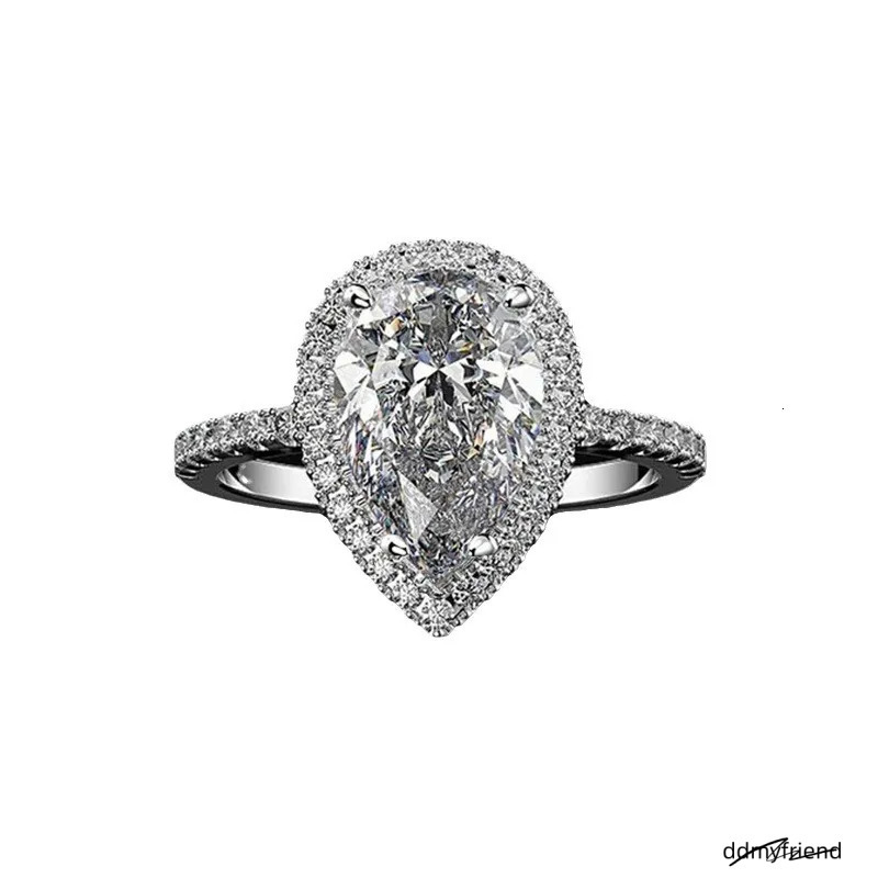 2025 New Creative Designer Sparkling Water Drop-Shaped Zircon Ring, Women's Wedding Jewelry Wholesale ddmyfriend