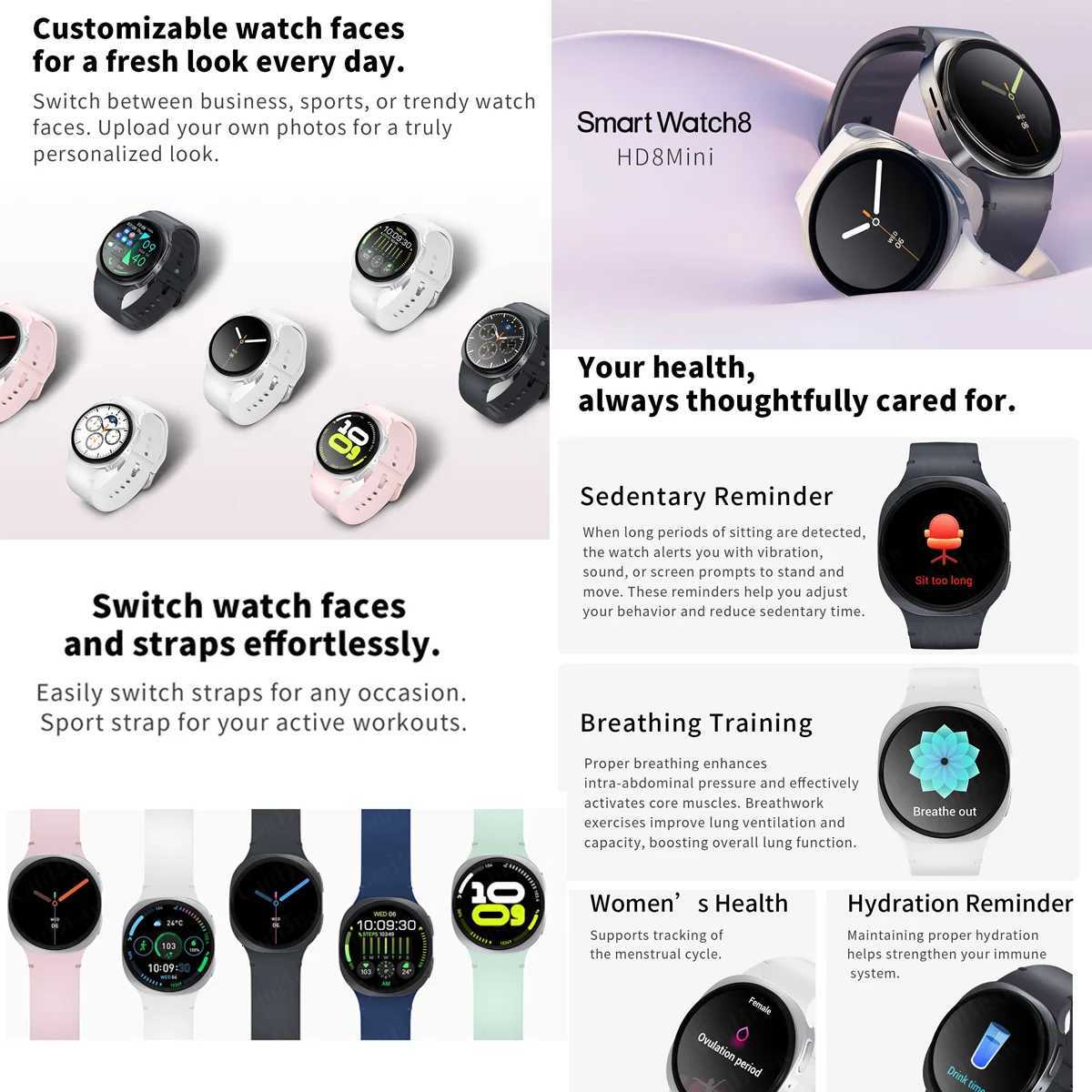 New Style 40MM Watch 8 MIni GPS NFC SmartWatch Men 360360 AMOLED Sn Rate Call Waterproof Wen Smartwatch Y250919