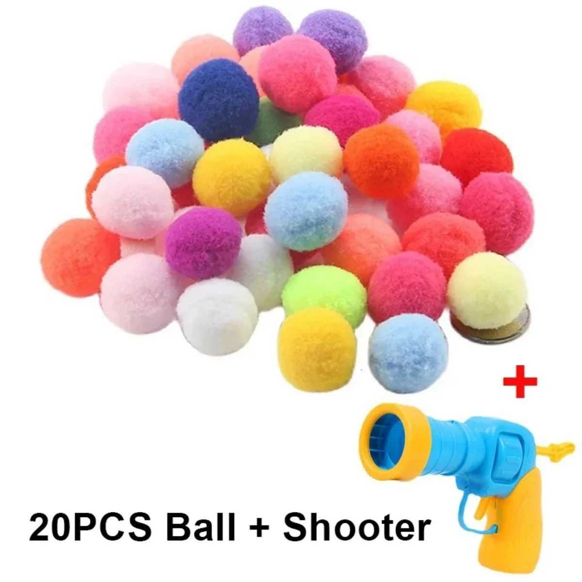 20Pcs Soft Pom Balls for Kittens with Cat Ball Launcher Toy Interactive Plush Toy for Kitten Training and PlayPet Products X250918