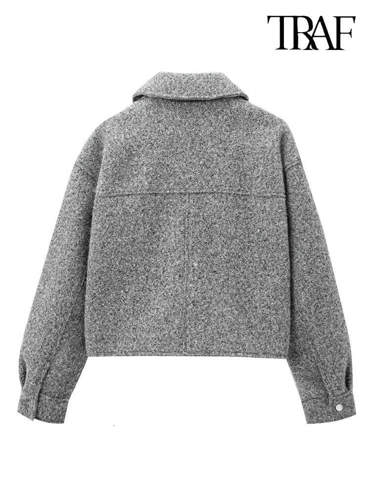 TRAF Womens Fashion 2024 European and American style fall new commuter retro matching longsleeved lapel short jacket Z250918