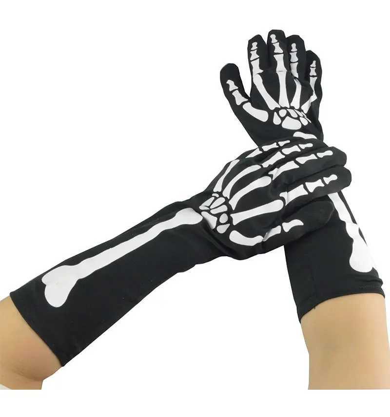Kids Adults Full Finger Skeleton Gloves Long Arm Ghost Leg Sock Costume Accessories 1pair Socks Cosplay Birthday L250918