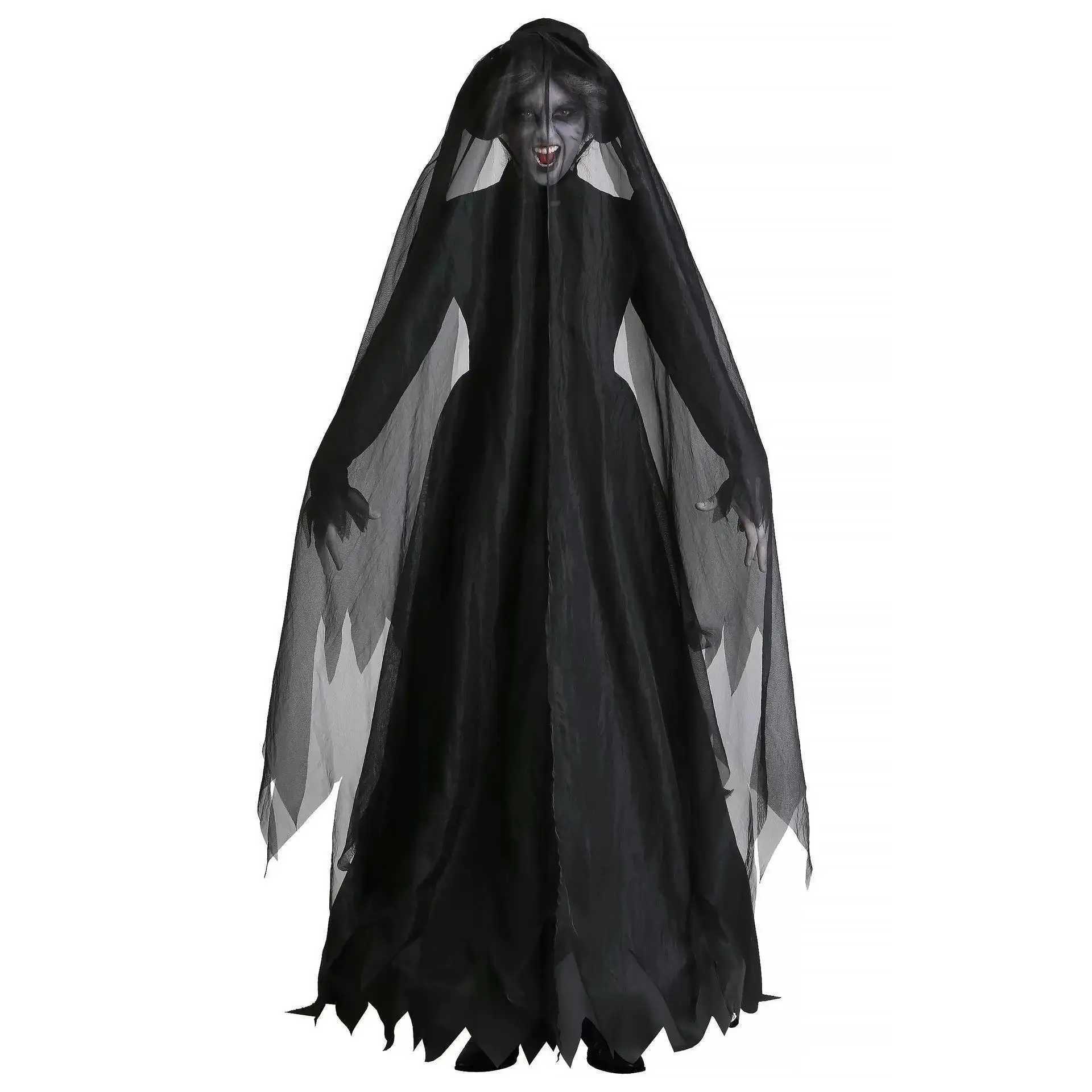 Halloween Costume Ghost Bride Witch High Quty Vampire Game Soft Costume Horror Demon Costume Black Gauze Dress L250918