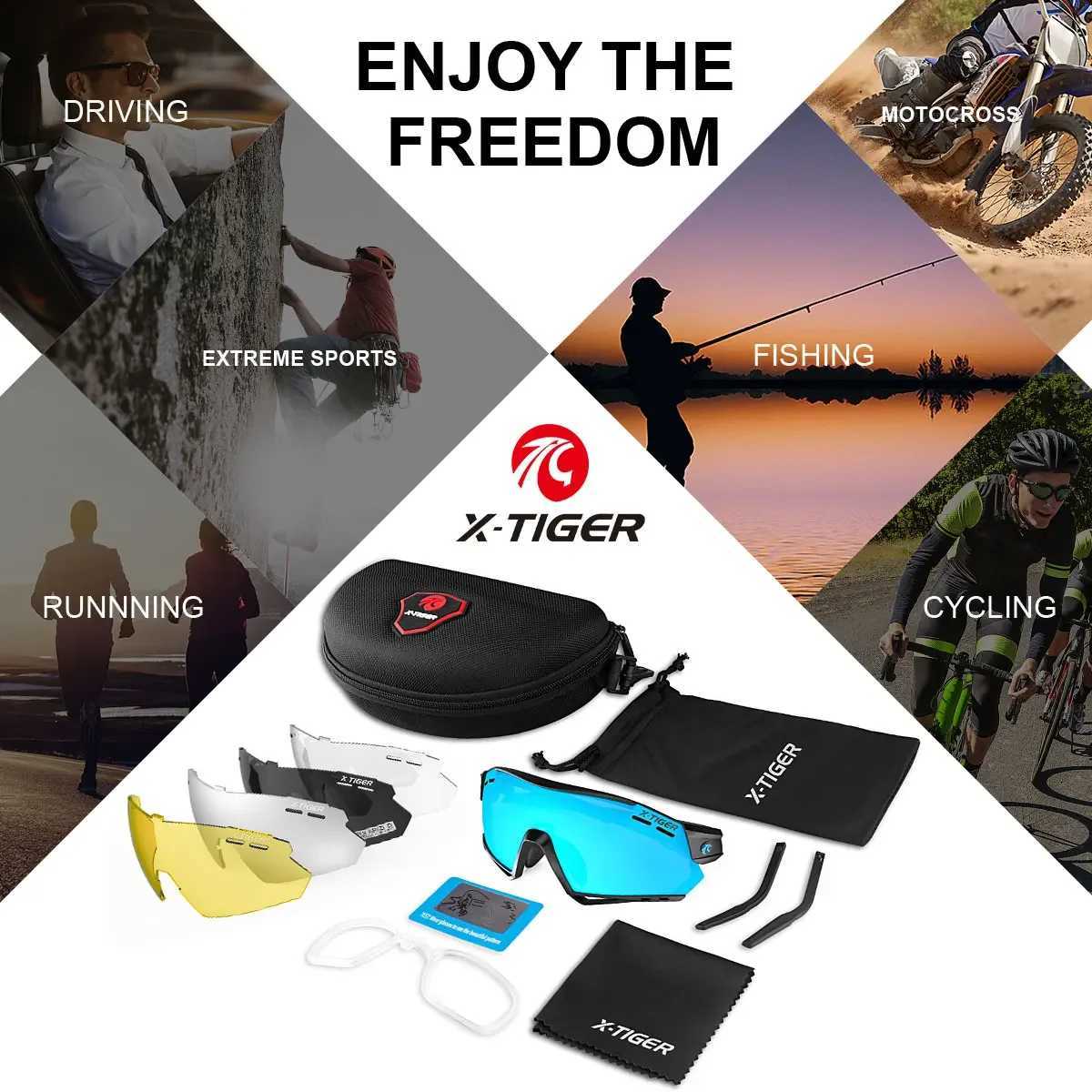 XTIGER New Cycling Glasses MTB Bike Protection Eyewear Running Fishing Sports Men Women 5 Lens Polarized Bicycle Sunglasses J250919