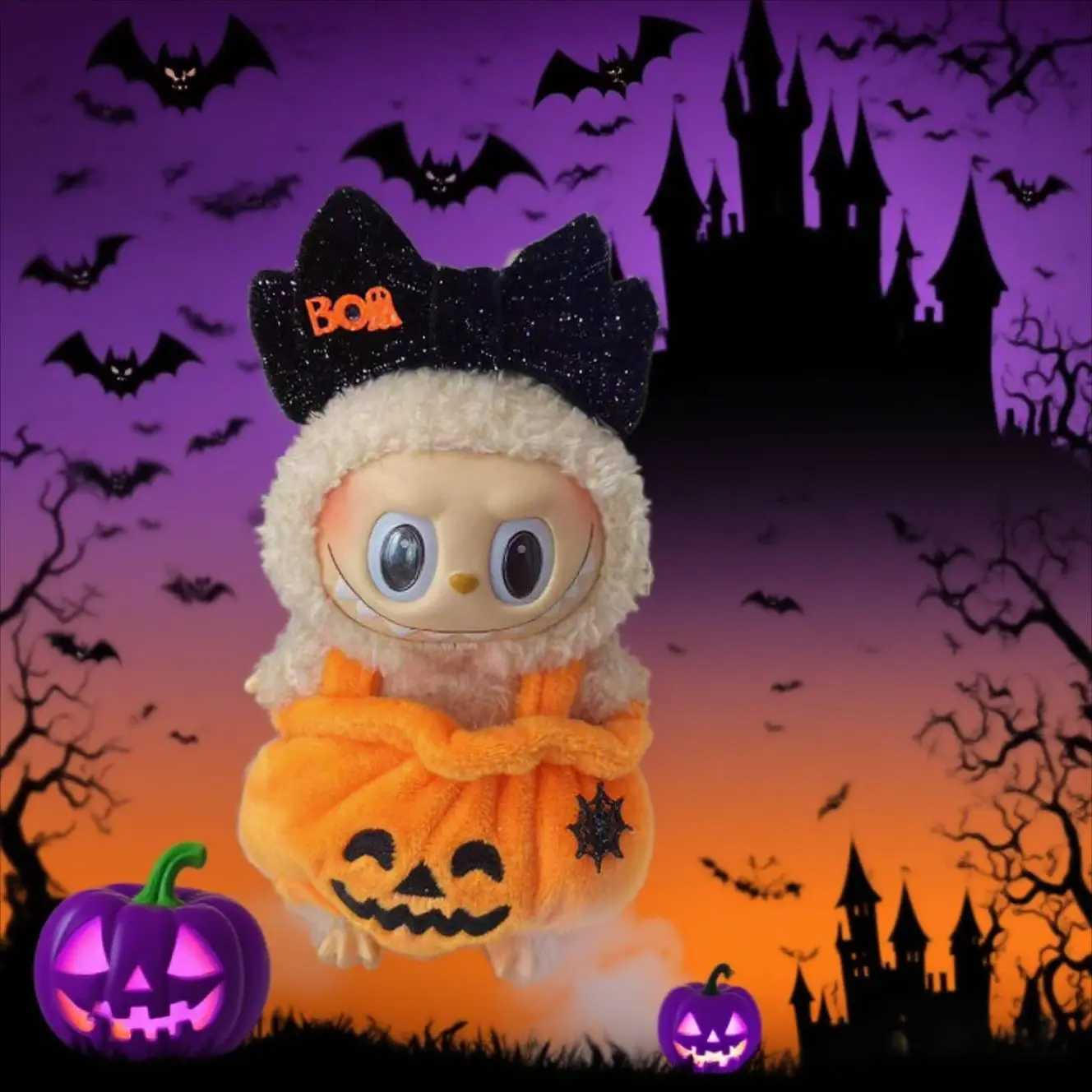 Only Clothes17cm Labubu V123 Clothes Pumpkin Halloween Carnival Cosplay Costume Cute Outfit Accessory DressUp Party Gift C250919