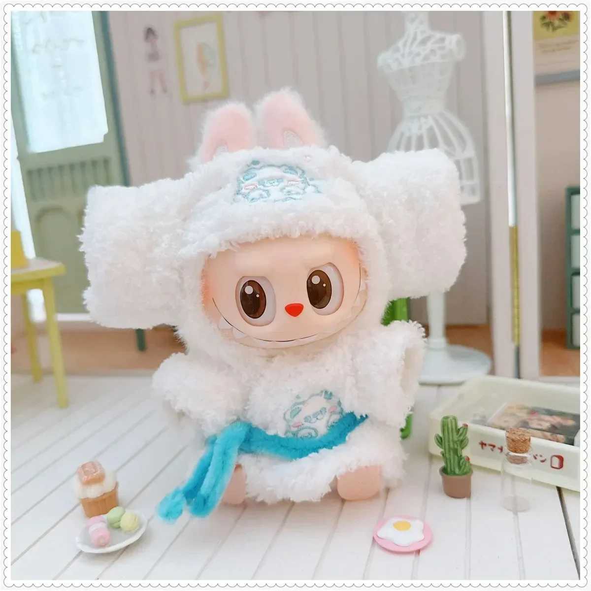 For Labubu clothes 1517cm Mini Pajamas with Eye Mask Threepiece Kawaii V1V2V3 Labubu Clothes Cute Idol Accessories Kids Gifts C250919