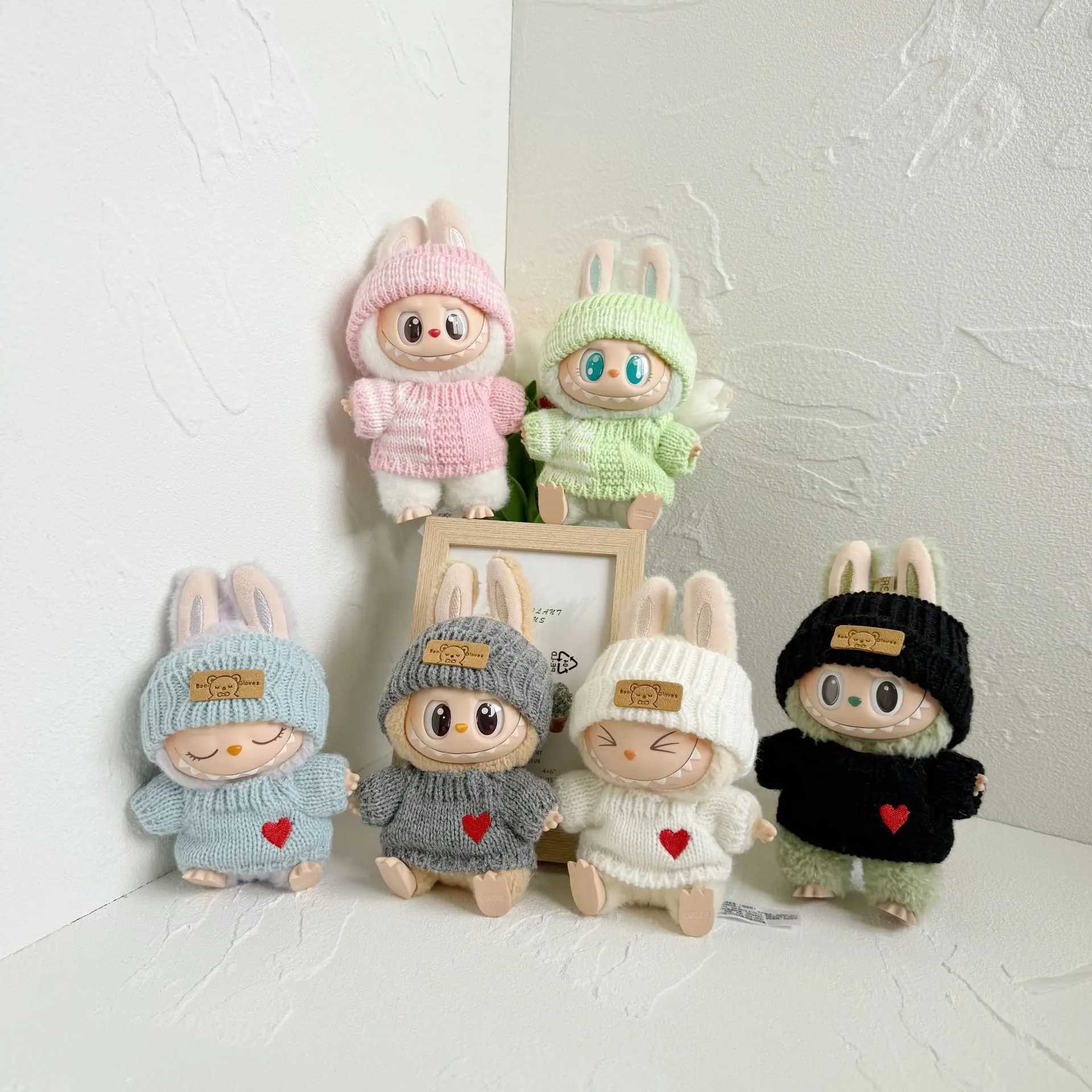 Labubu 17cm Dolls Baby Knit Clothes Highquality Dress Blue The Monster Outfit Accessories Love Party Sweater Gift For Kids C250919