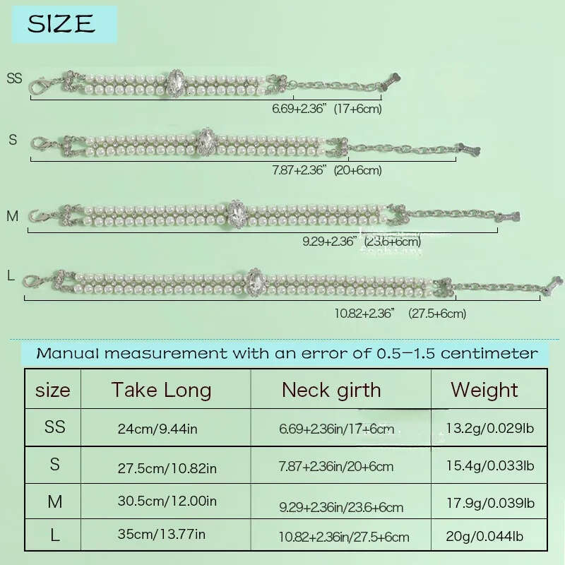 2025 new Dog Collars with Crystal Rhinestone Pearl Necklace Adjustable PU Leather Neck Strap for Small Dogs Cat Accessories XS Pink B249