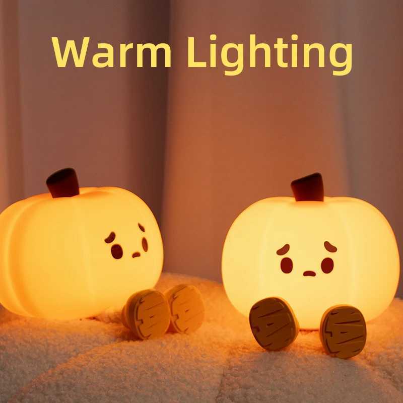 1 little pumpkin Night light Cute soft silicone lamp Room decoration Timed dimmable bed decoration Children baby birthday gift C250919