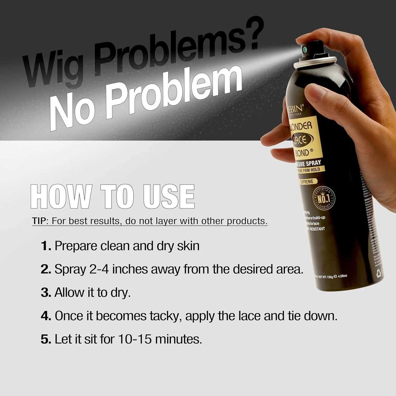 Ebin New York Wonder Lace Bond Adhesive Melting Spray Extreme Firm Hold Supreme Maximum Hold Perfect for Daily Use F250918