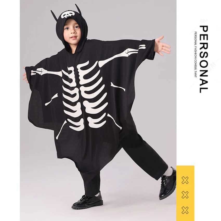 Scary Bat Grim Reaper Halloween Costume for Kid Funny Party Cloak Fluorescent In the Dark Ghost Cosplay Suit Carnival Festival L250918
