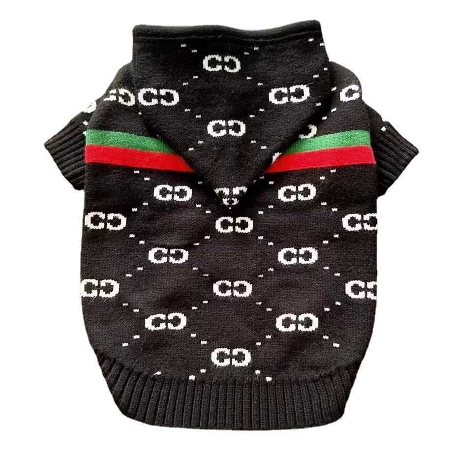 2022 Pet OnePiece Hooded Autumn Winter Dog Schnauzer Cat Knitted Clothes Teddy Thickened Warm S25911