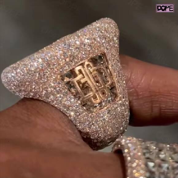 Luxury Hiphop Ring 925 Sterling Silver Rose Gold Plated Iced Out Buss Down Thick VVS Moissanite Ring Men