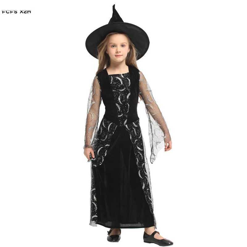 MXL Black Girls Halloween Sorceress Costumes Kids Children Witch Cosplays Purim Carnival Stage Play Masquerade Rave Party Dress L250918
