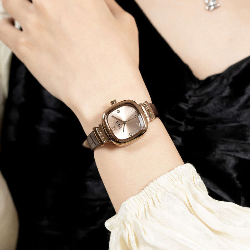 Brand High-Value Simple Swiss Fashion Versatile Black Gold Small Designer Cube Watch for Women Waterproof