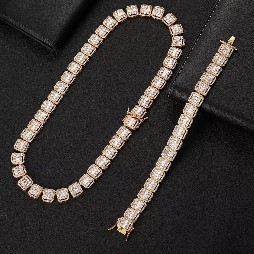 NUOYA Custom Clustered Tennis Chain Necklace for Men and Women Hip Hop Jewelry Mixed With Moissanite Stones Charm Necklace Gift