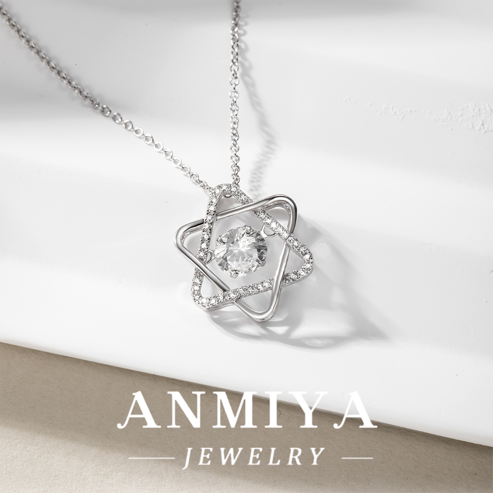 Custom Silver Plated Jewelry Two-Tone 925 Necklace with Hexagram Pendant for Romantic Gifts