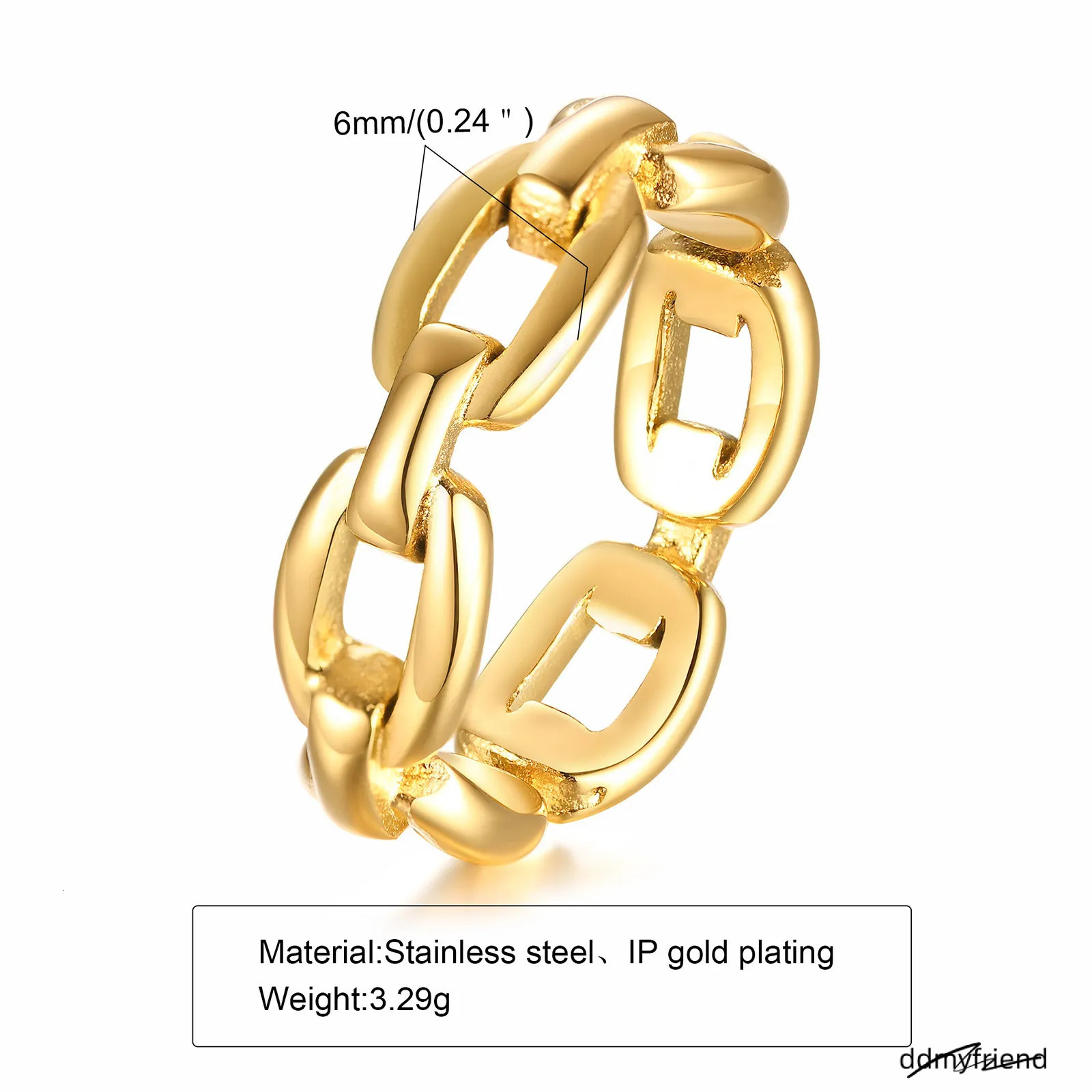 Designer Wedding Rings Chain Gold Women's Fashion Ring Stacking Titanium Steel Jewelry Accessories Wholesale ddmyfriend