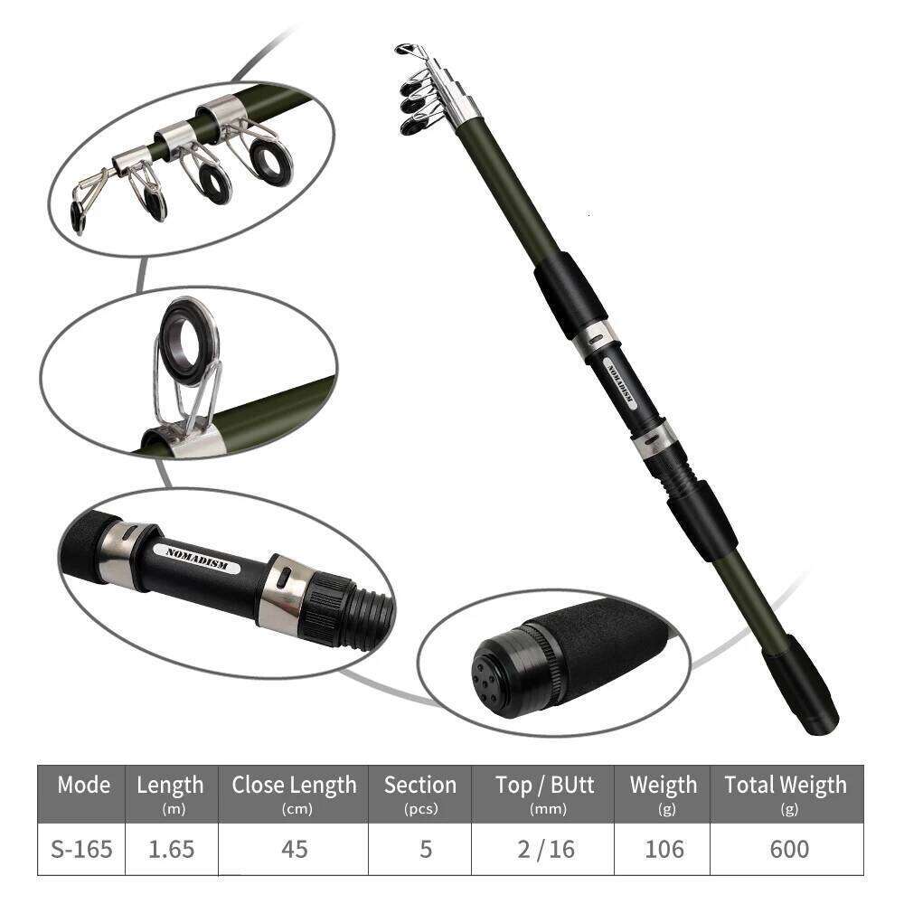 New 1.65Mtelescopic Fishing Rod And Spinning Reel Kit With Baits Hooks Travel Pole Bait Hook Tackle Set For Outdoor Sports