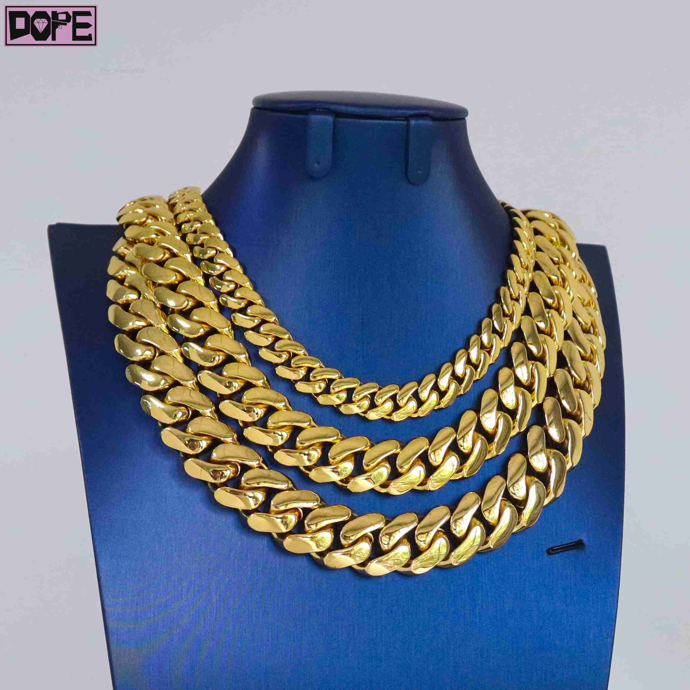 Miami 18mm Cuban Link Chain 18K Gold Plating Hip Hop Jewelry 925 Silver Cuban Chain with Moissanite Lock