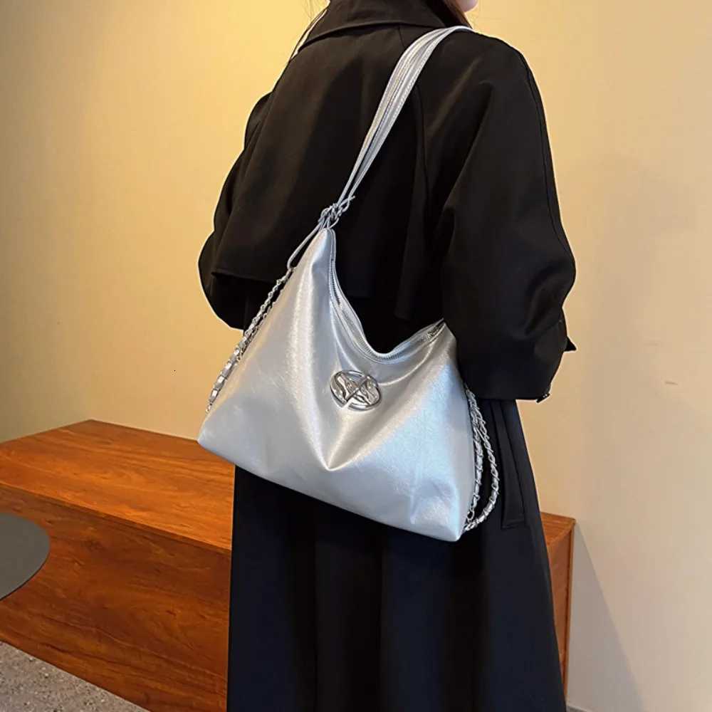 Womens Shoulder Bag Pleated Design Crossbody Bag Y2K Korean Tote Handbag PU Leather Plain Pleated Bag Underarm BagXJ250918