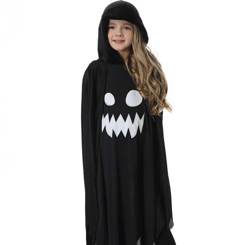 Halloween Kids Cosplay Costume White Black Luminous Ghost Luminous Face Cape Shawl Party DressUp Costume Boys Cape Girl Skirt L250918