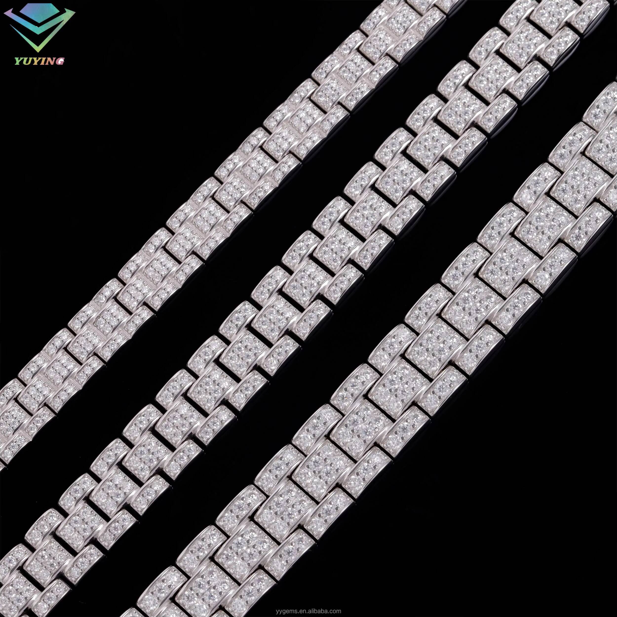 New Design Mossanite Cuban Bracelet Fine Jewelry 8mm 10mm 12mm S925 Silver Moissanite Bracelet VVS Lab Diamond Cuban Bracelet