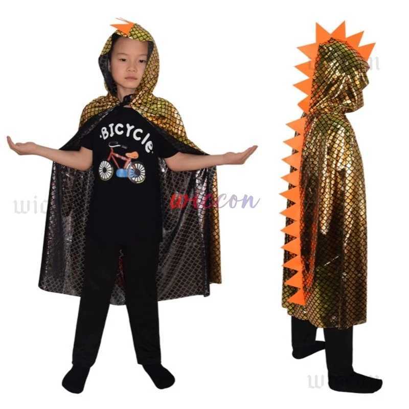 Dinosaur Cape Halloween Cosplay Costume Hooded Cloak for Boys Girls Wizard Cosplay Boys Costume Halloween Party Cloak L250918HNC0