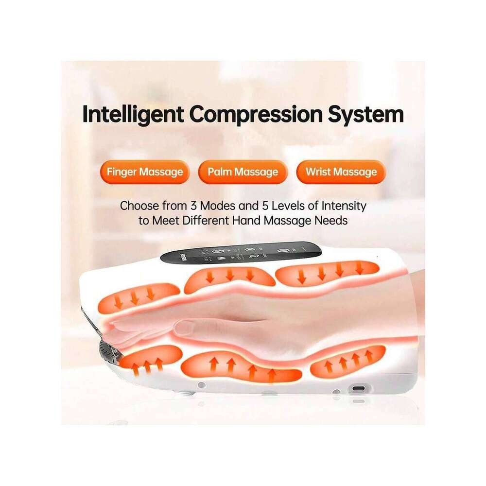 Gift-Ready Electric Hand Massager - Air Compression, Heat Vibration 3 Modes, 4 Temp, 5 Pressure Levels | USB-C Charging For Family Self-Care & Holiday