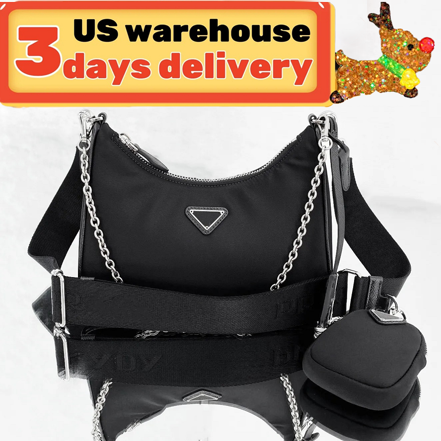 Designer Bag Luxury Bag Shoulder Bag Wallet Ladies Fashion Re-Ed1tion Nylon 3-in-1 Bag Crossbody hobo High Quality Chain Fashion Black Purse Tote Handbag wallet bag 10A