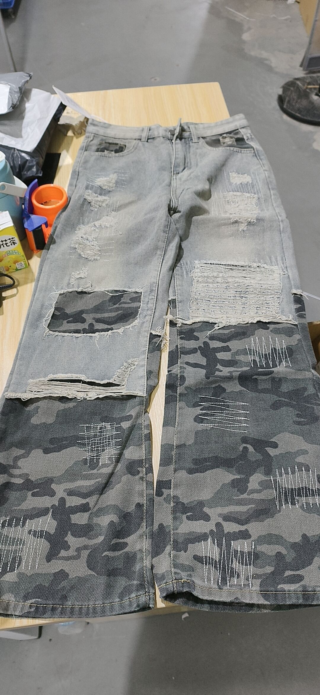 American Hip Hop Y2k Clothes Vintage Pants Camo Patchwork Jeans Mens Casual Straight Leg Pants er clothes men 250724