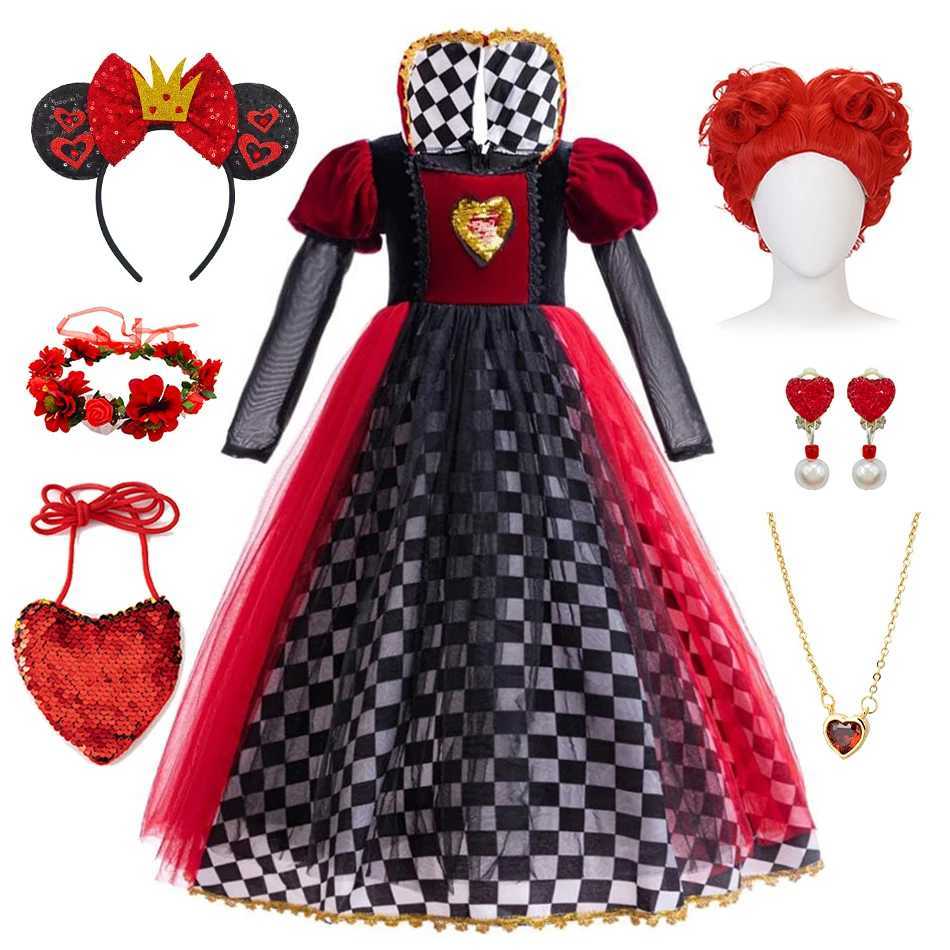 Girls Halloween Party Cosplay Red Queen Gown Clothes Kids Witch Long Sleeves Carnival Outfits Children Masquerade Fancy Costumes L250918