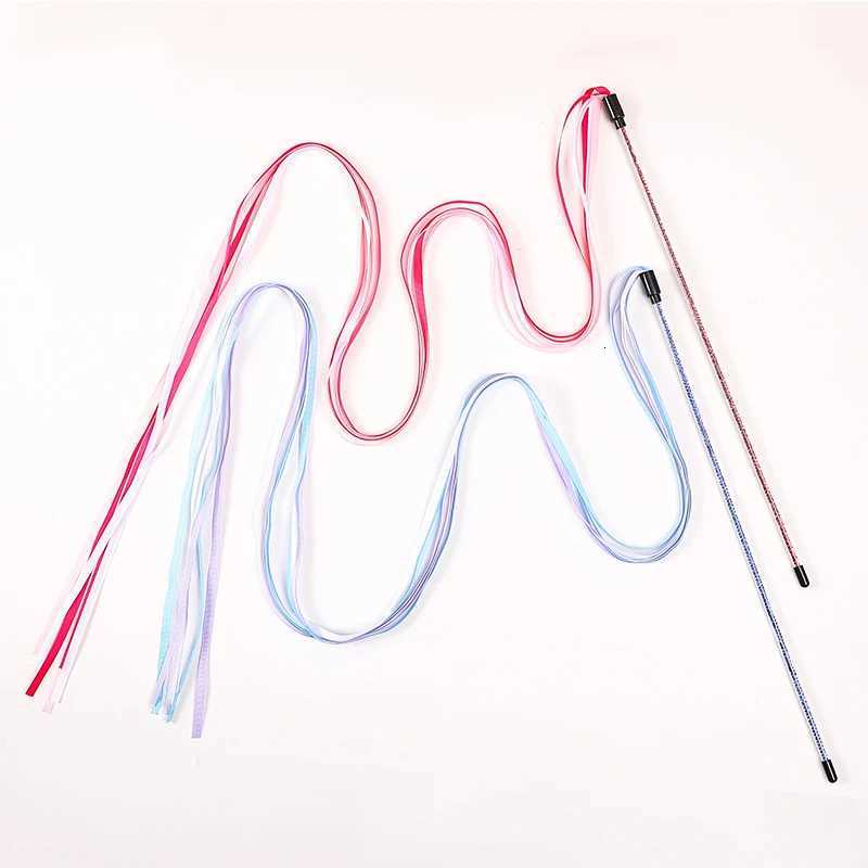 Interactive Cats Toys Long Satin Ribbon Cat Teaser Rod Toy Kitten Playing Teaser Wand Toy Cat Stick Toy X250918